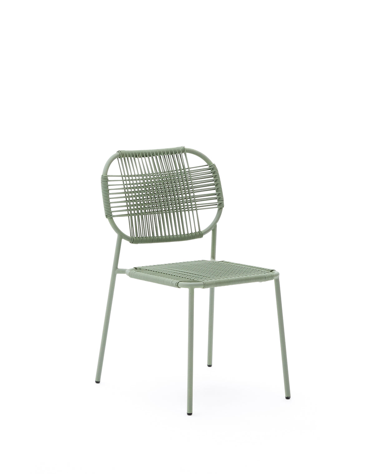 Stapelbarer Talaier Outdoor-Stuhl aus synthetischem Seil und verzinktem Stahl mit türkisfarbenem Finish - ZEN ZONE Furniture