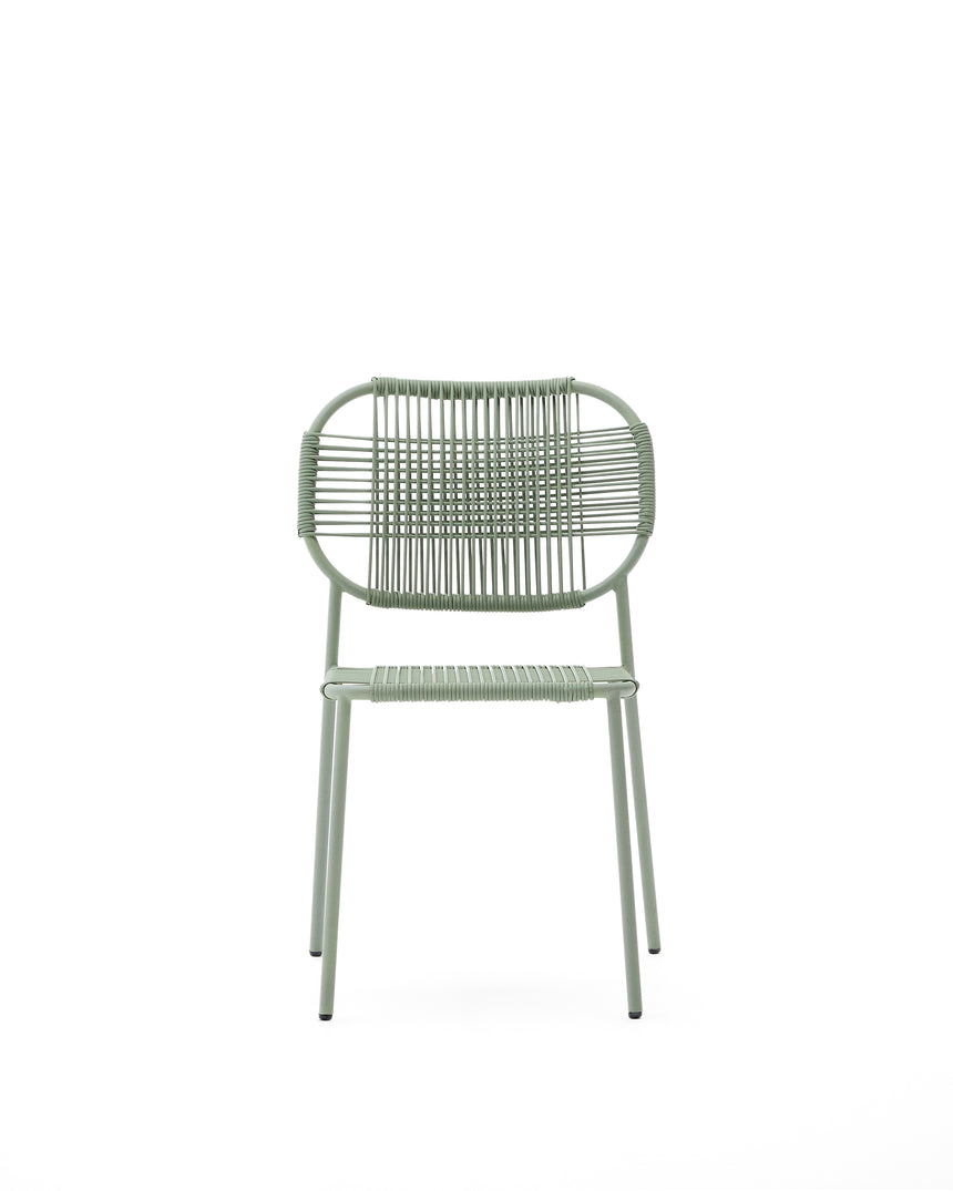 Stapelbarer Talaier Outdoor-Stuhl aus synthetischem Seil und verzinktem Stahl mit türkisfarbenem Finish - ZEN ZONE Furniture