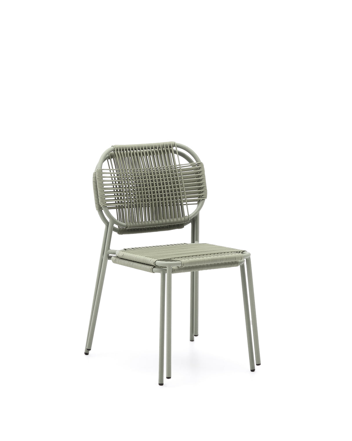 Stapelbarer Talaier Outdoor-Stuhl aus synthetischem Seil und verzinktem Stahl mit türkisfarbenem Finish - ZEN ZONE Furniture