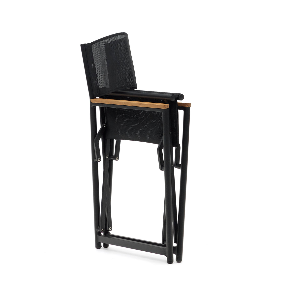 Llado Klappstuhl 100% outdoor aus Aluminium in Schwarz und massivem Teakholz - ZEN ZONE Furniture