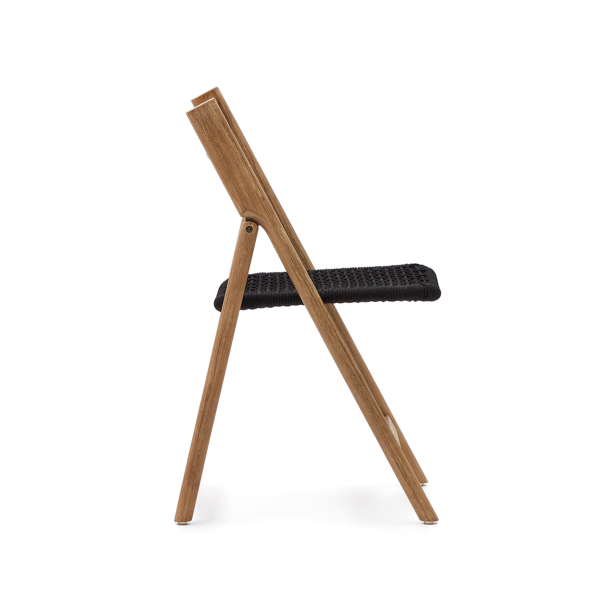 Klappstuhl Dandara aus Akazienmassivholz und einer Stahlstruktur mit geflochtener Sitzfläche in schwarz FSC 100% - ZEN ZONE Furniture