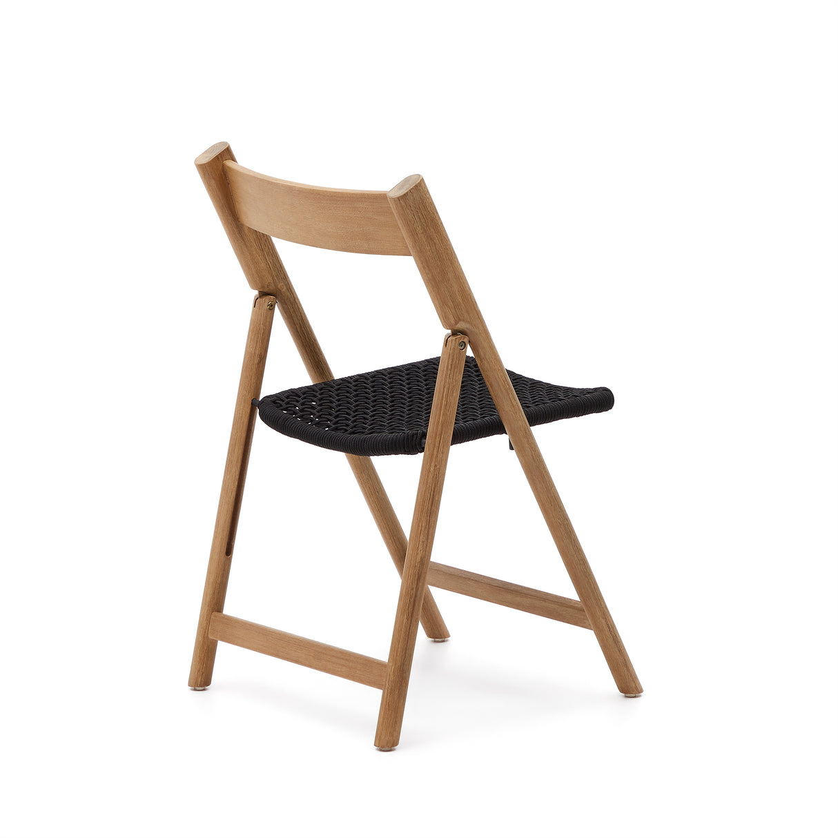 Klappstuhl Dandara aus Akazienmassivholz und einer Stahlstruktur mit geflochtener Sitzfläche in schwarz FSC 100% - ZEN ZONE Furniture