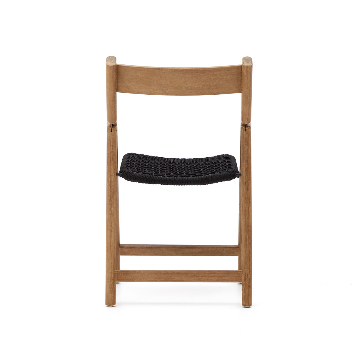 Klappstuhl Dandara aus Akazienmassivholz und einer Stahlstruktur mit geflochtener Sitzfläche in schwarz FSC 100% - ZEN ZONE Furniture