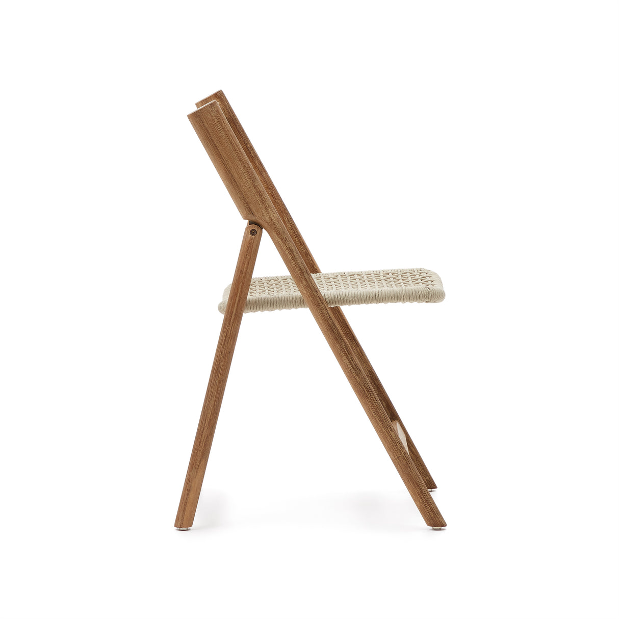 Klappstuhl Dandara aus Akazienmassivholz und einer Stahlstruktur mit geflochtener Sitzfläche in Weiß FSC 100% - ZEN ZONE Furniture