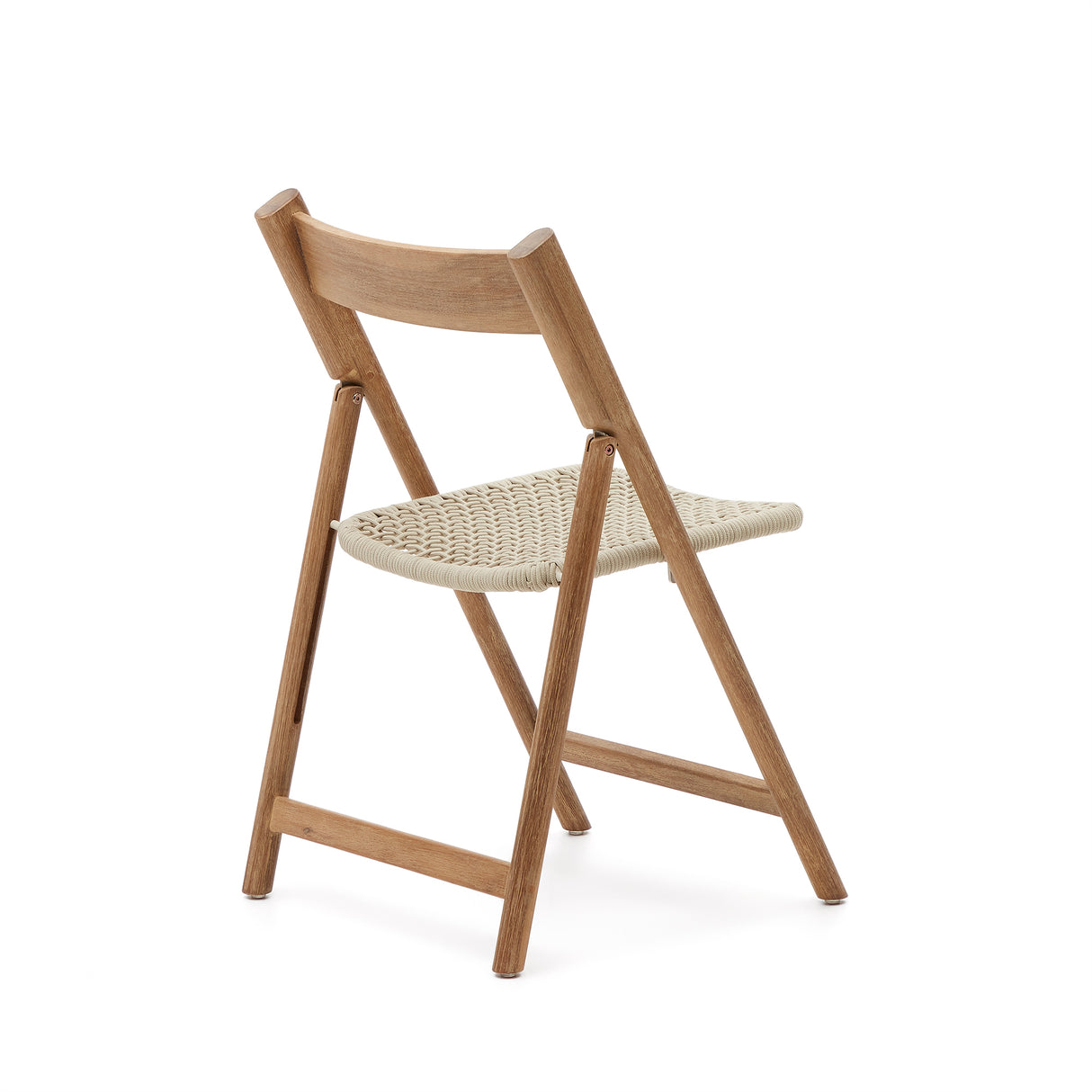 Klappstuhl Dandara aus Akazienmassivholz und einer Stahlstruktur mit geflochtener Sitzfläche in Weiß FSC 100% - ZEN ZONE Furniture