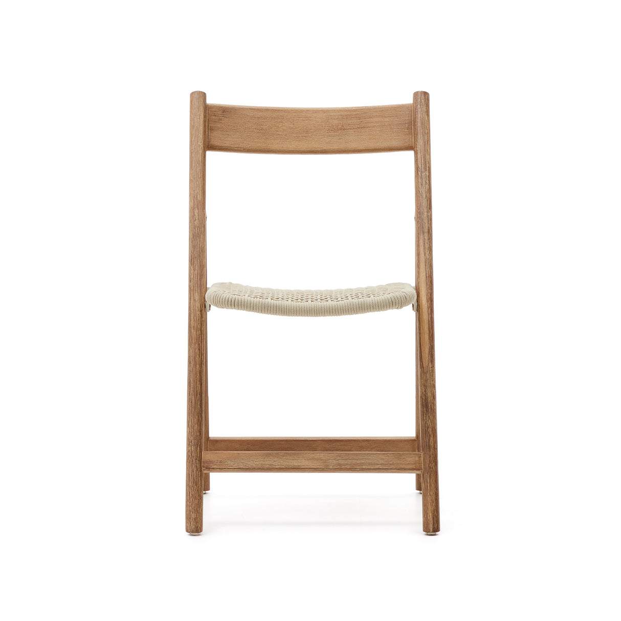 Klappstuhl Dandara aus Akazienmassivholz und einer Stahlstruktur mit geflochtener Sitzfläche in Weiß FSC 100% - ZEN ZONE Furniture