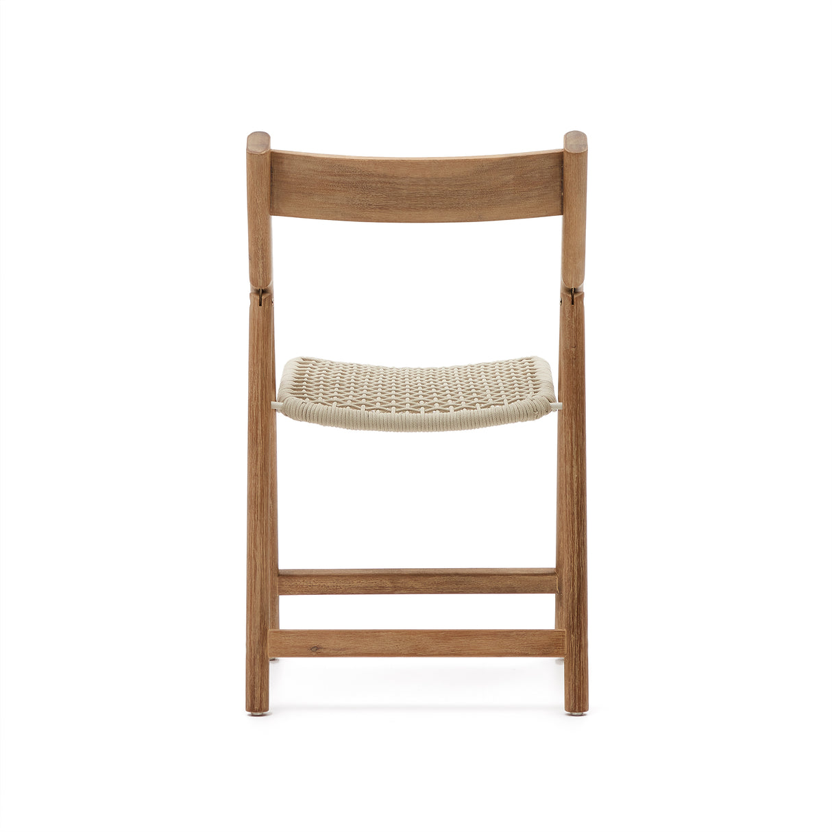 Klappstuhl Dandara aus Akazienmassivholz und einer Stahlstruktur mit geflochtener Sitzfläche in Weiß FSC 100% - ZEN ZONE Furniture