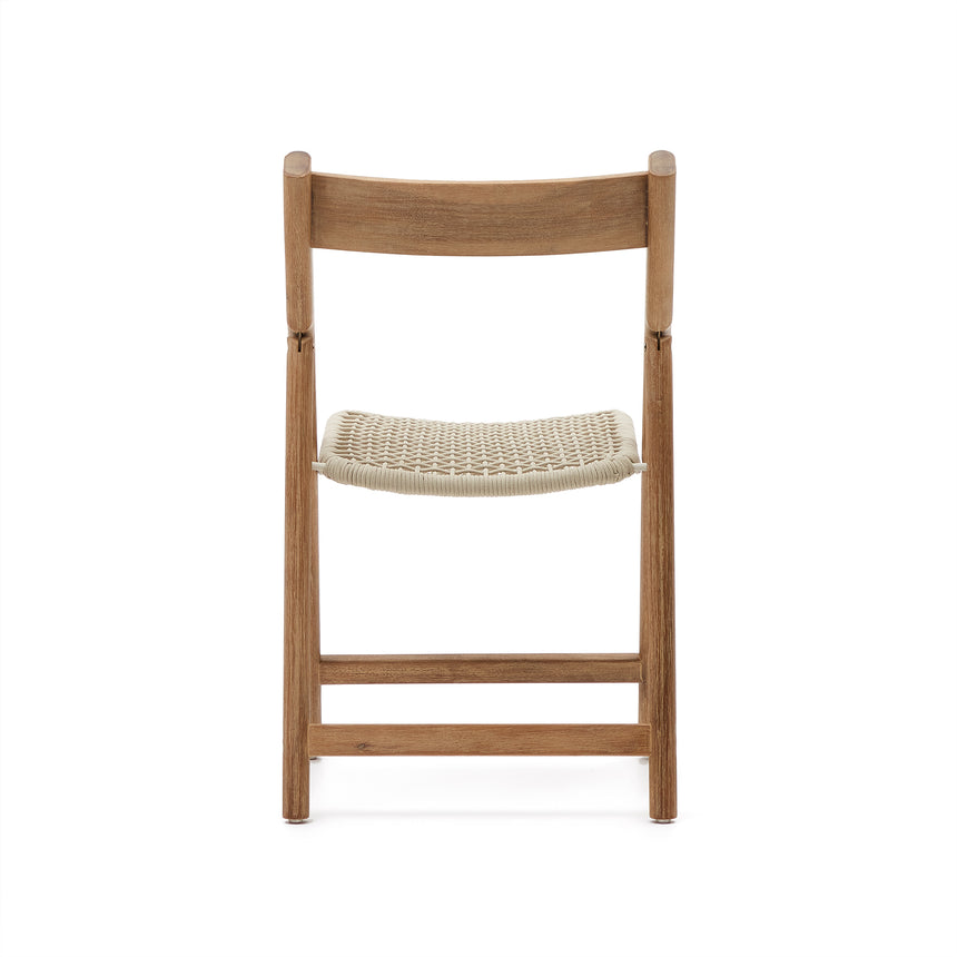 Klappstuhl Dandara aus Akazienmassivholz und einer Stahlstruktur mit geflochtener Sitzfläche in Weiß FSC 100% - ZEN ZONE Furniture