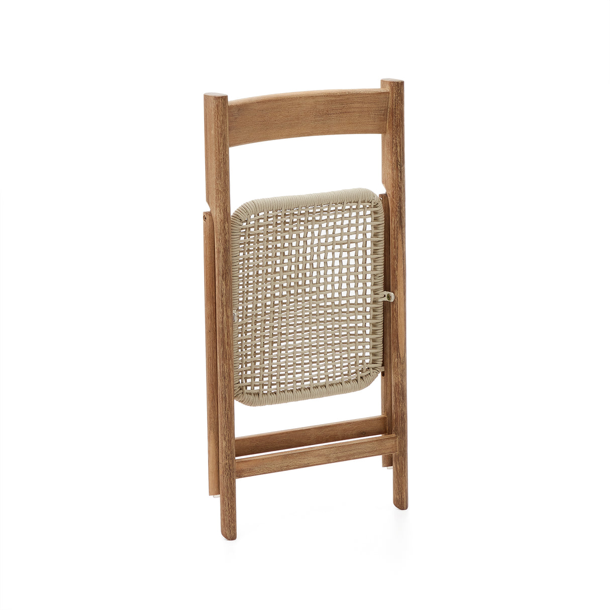 Klappstuhl Dandara aus Akazienmassivholz und einer Stahlstruktur mit geflochtener Sitzfläche in Weiß FSC 100% - ZEN ZONE Furniture