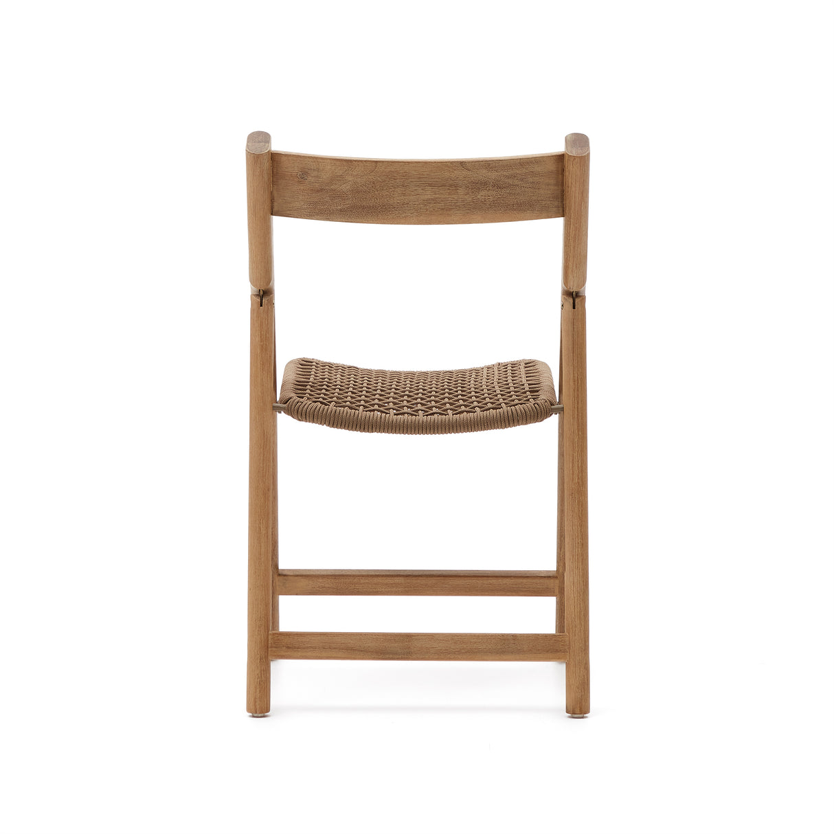 Klappstuhl Dandara aus Akazienmassivholz und einer Stahlstruktur mit geflochtener Sitzfläche in beige FSC 100% - ZEN ZONE Furniture