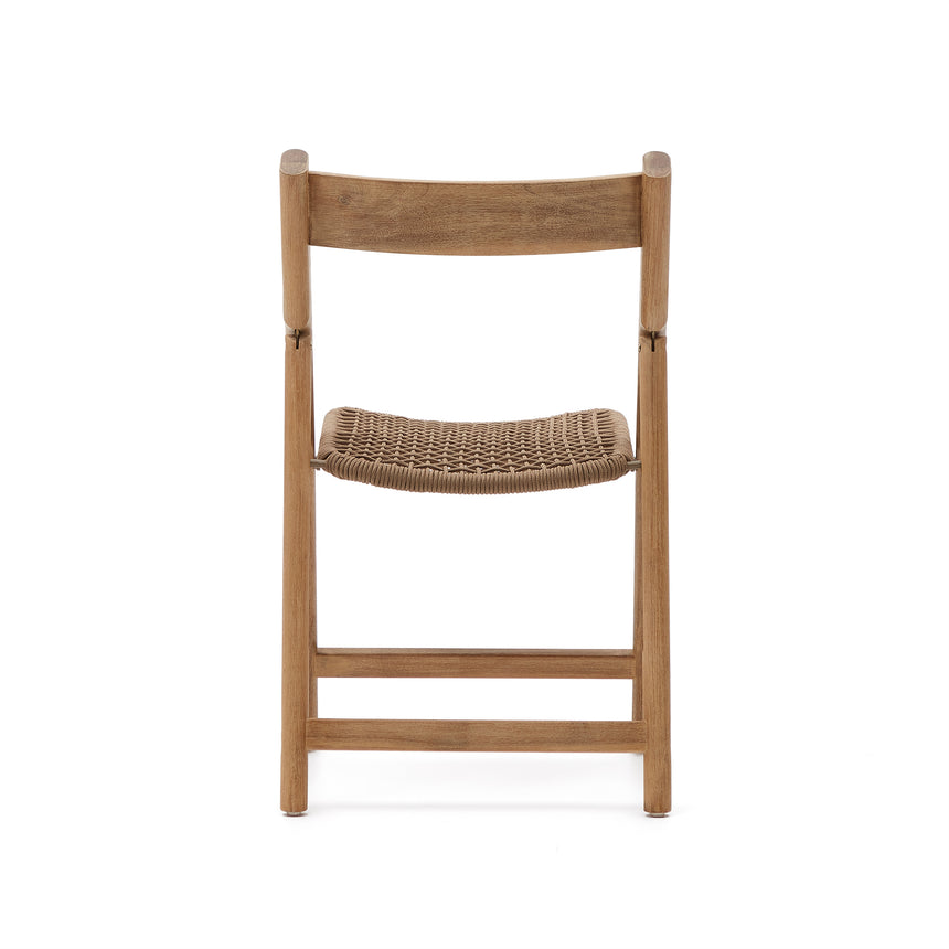 Klappstuhl Dandara aus Akazienmassivholz und einer Stahlstruktur mit geflochtener Sitzfläche in beige FSC 100% - ZEN ZONE Furniture