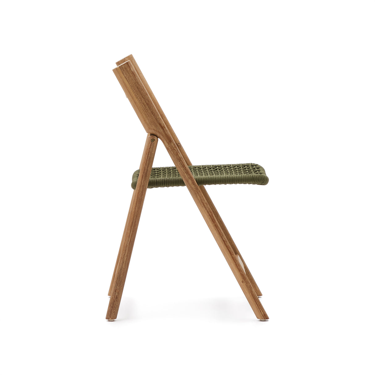 Klappstuhl Dandara aus Akazienmassivholz und einer Stahlstruktur mit geflochtener Sitzfläche in grün FSC 100% - ZEN ZONE Furniture