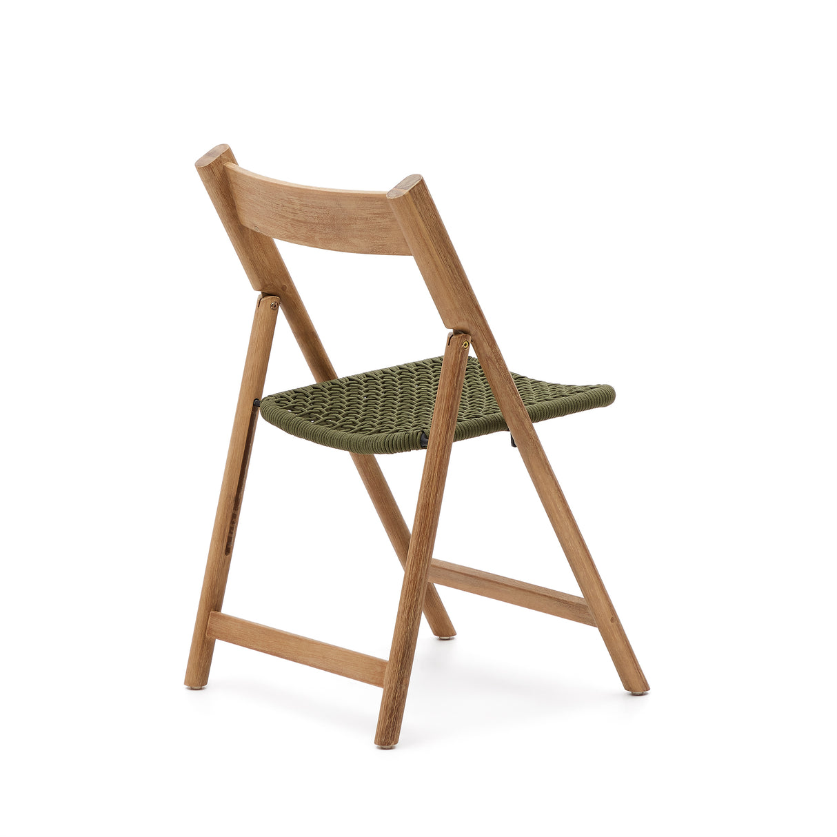 Klappstuhl Dandara aus Akazienmassivholz und einer Stahlstruktur mit geflochtener Sitzfläche in grün FSC 100% - ZEN ZONE Furniture