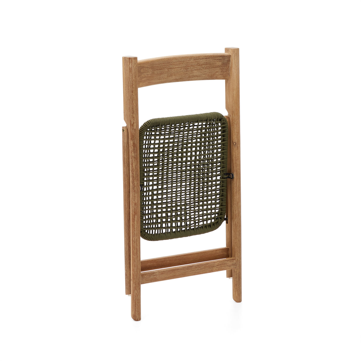 Klappstuhl Dandara aus Akazienmassivholz und einer Stahlstruktur mit geflochtener Sitzfläche in grün FSC 100% - ZEN ZONE Furniture