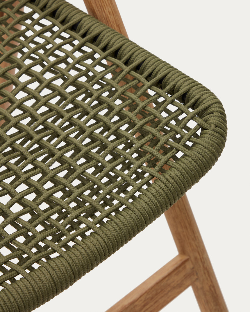 Klappstuhl Dandara aus Akazienmassivholz und einer Stahlstruktur mit geflochtener Sitzfläche in grün FSC 100% - ZEN ZONE Furniture