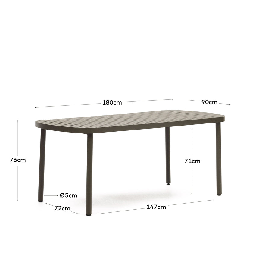 Joncols Gartentisch aus Aluminium mit Finish in Grün 180 x 90 cm - ZEN ZONE Furniture