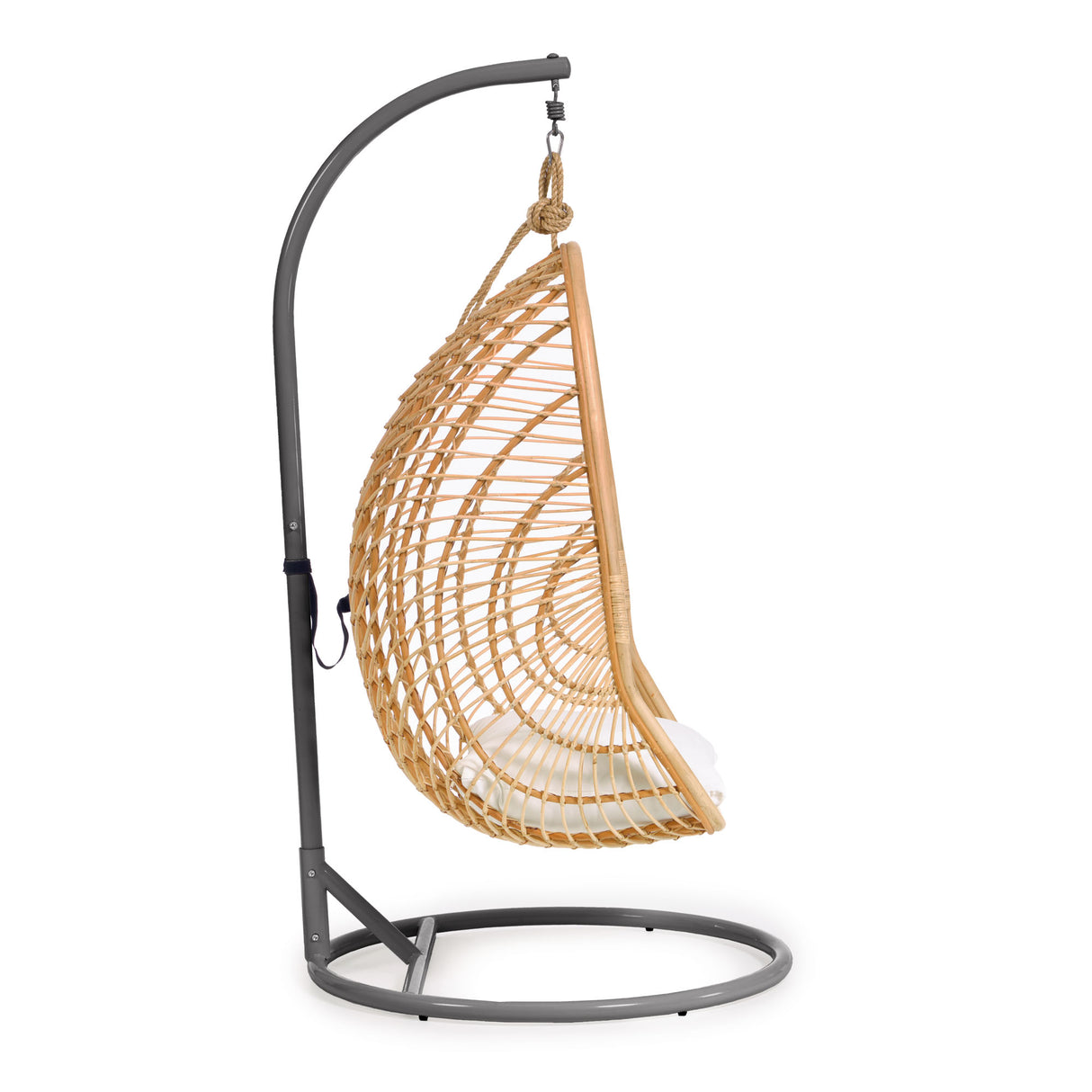 Hängesessel Ekaterina aus Rattan mit Standfuß in Dunkelgrau - ZEN ZONE Furniture