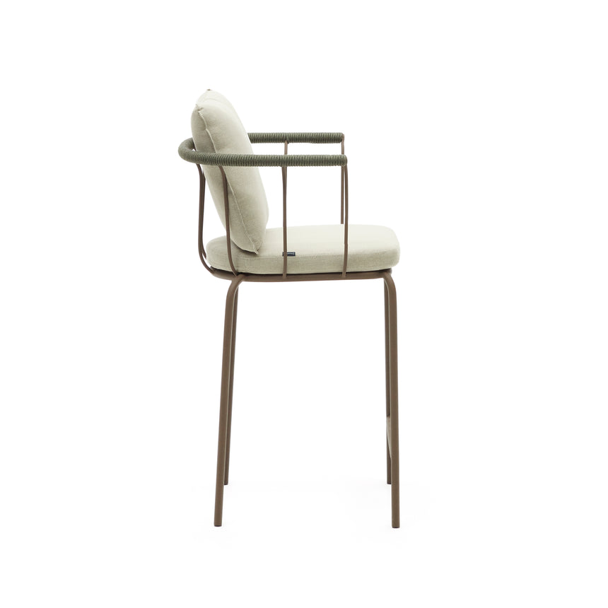 Salguer stapelbarer Hocker aus Seil und Stahl mit Finish in Braun 66 cm - ZEN ZONE Furniture