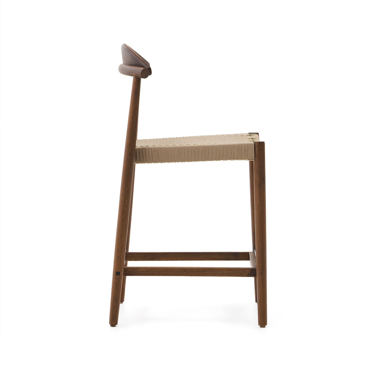 Nina Hocker massives Akazienholz nussbaumfarbenes Finish Seil beige Höhe 62 cm FSC 100% - ZEN ZONE Furniture