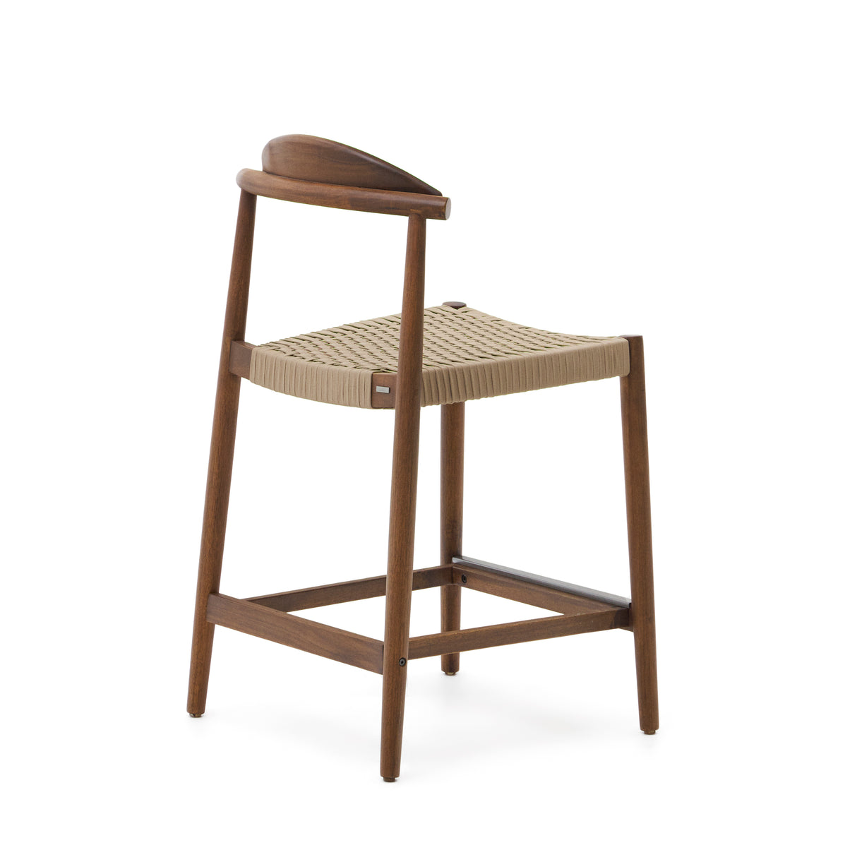 Nina Hocker massives Akazienholz nussbaumfarbenes Finish Seil beige Höhe 62 cm FSC 100% - ZEN ZONE Furniture