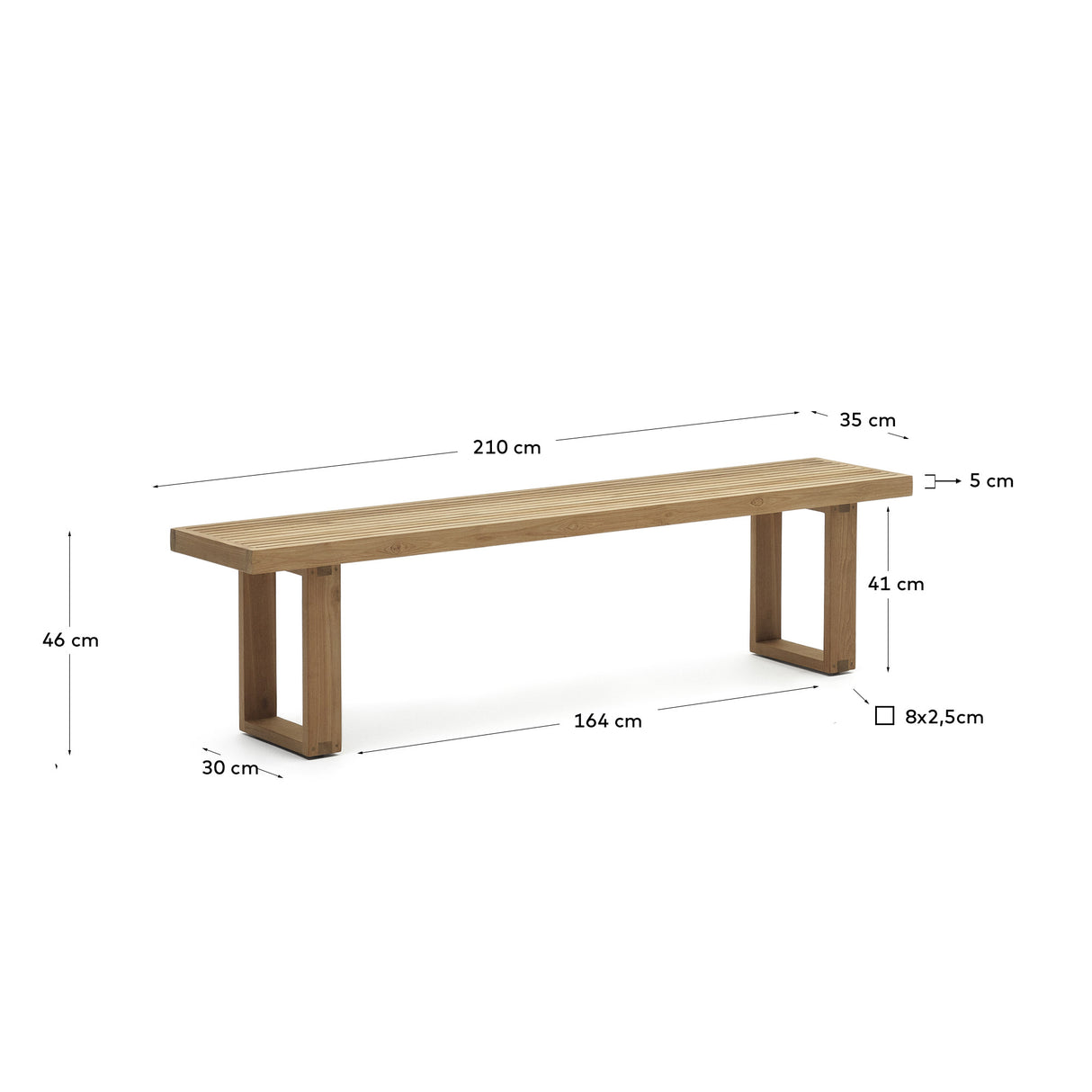 Canadell Bank 100% outdoor aus massivem recyceltem Teakholz 210 cm - ZEN ZONE Furniture