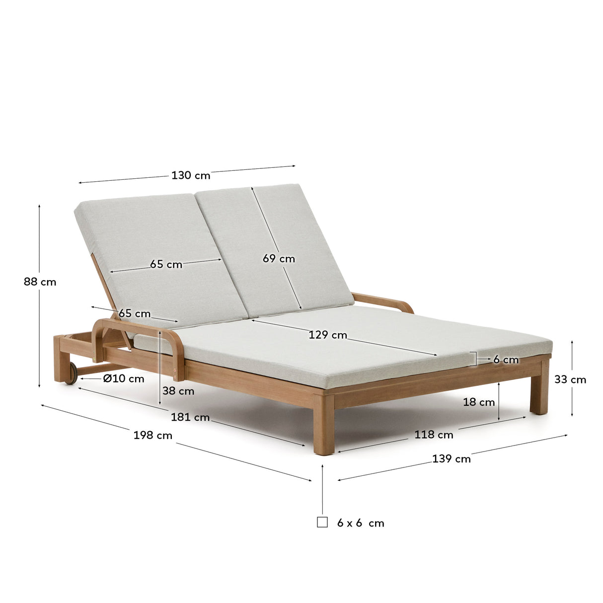 Sonsaura Doppelliege aus massivem Eukalyptusholz 100 % FSC - ZEN ZONE Furniture
