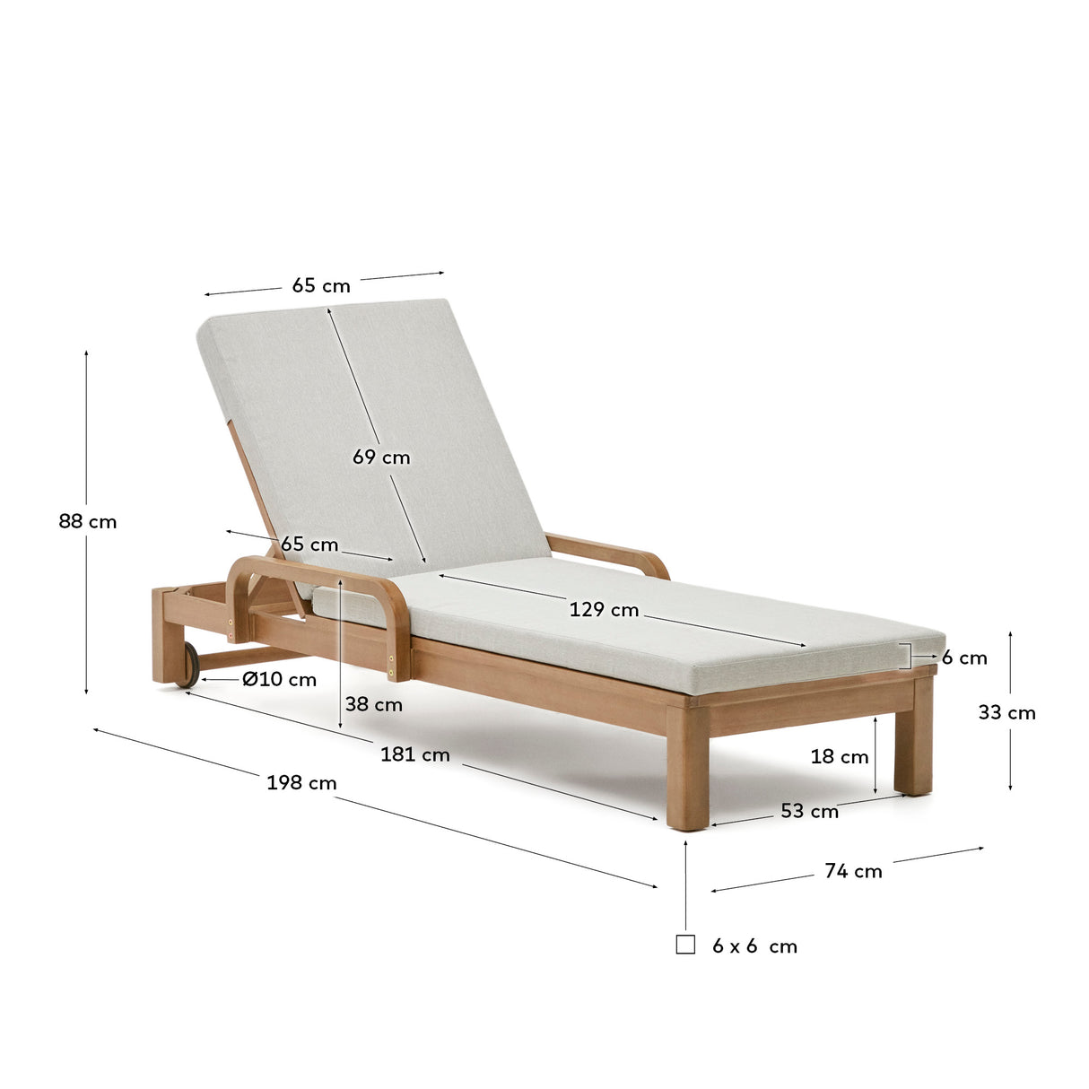 Sonsaura Liege aus massivem Eukalyptusholz 100 % FSC - ZEN ZONE Furniture