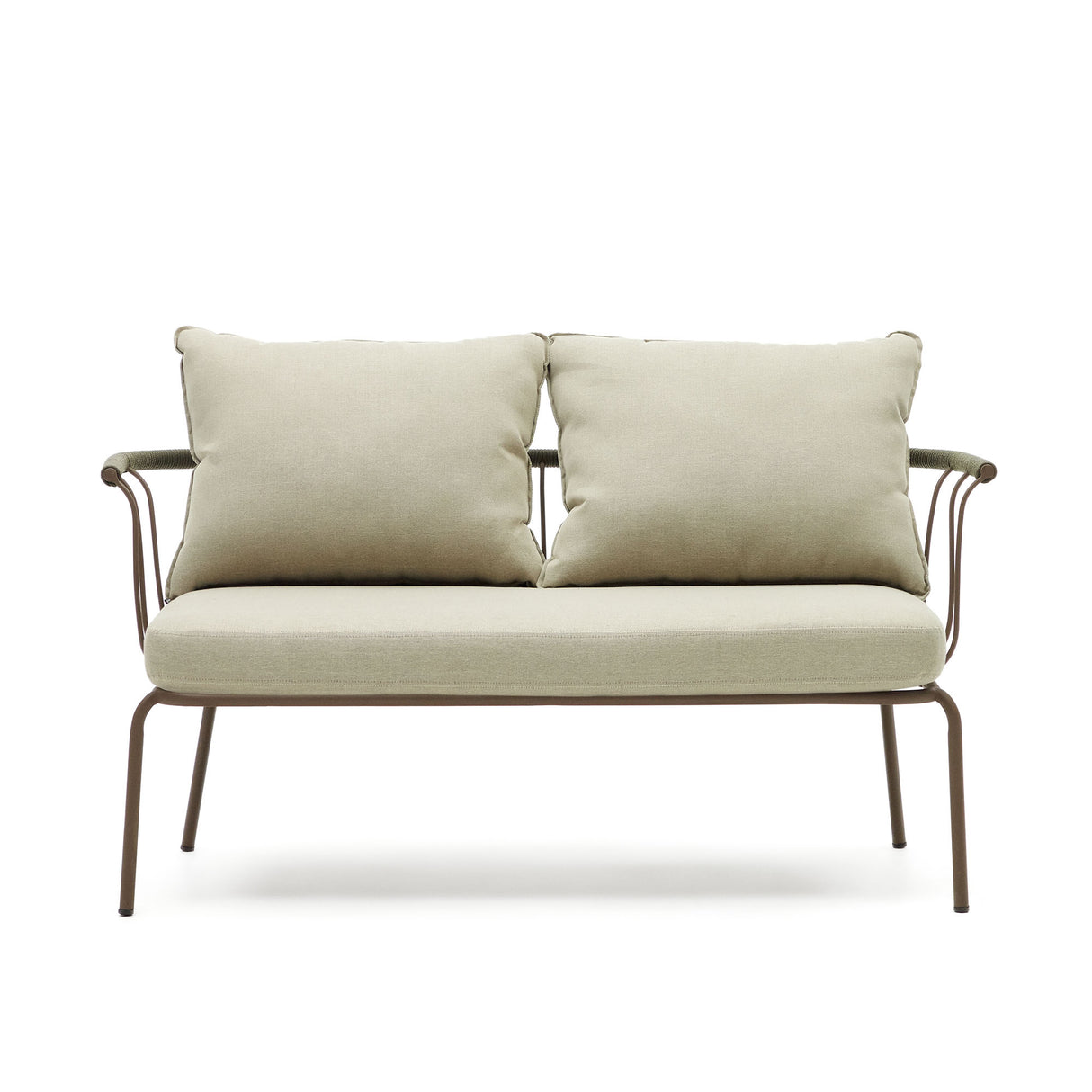 Salguer 2-Sitzer-Sofa aus grünem Seil und Stahl in Braun 134 cm - ZEN ZONE Furniture