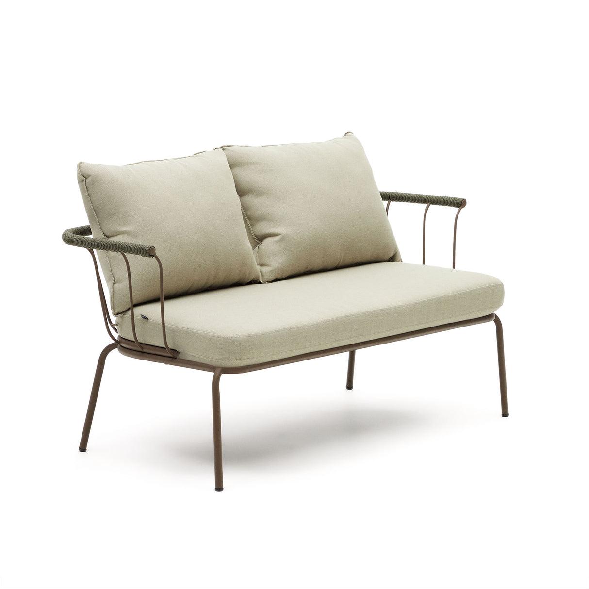 Salguer 2-Sitzer-Sofa aus grünem Seil und Stahl in Braun 134 cm - ZEN ZONE Furniture