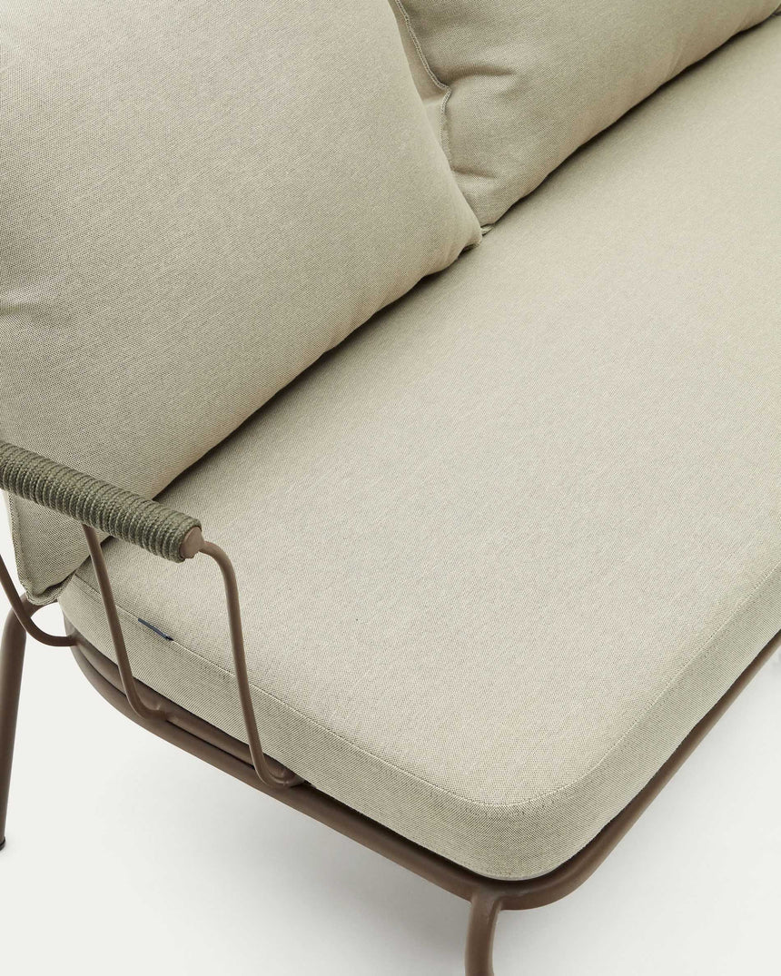 Salguer 2-Sitzer-Sofa aus grünem Seil und Stahl in Braun 134 cm - ZEN ZONE Furniture