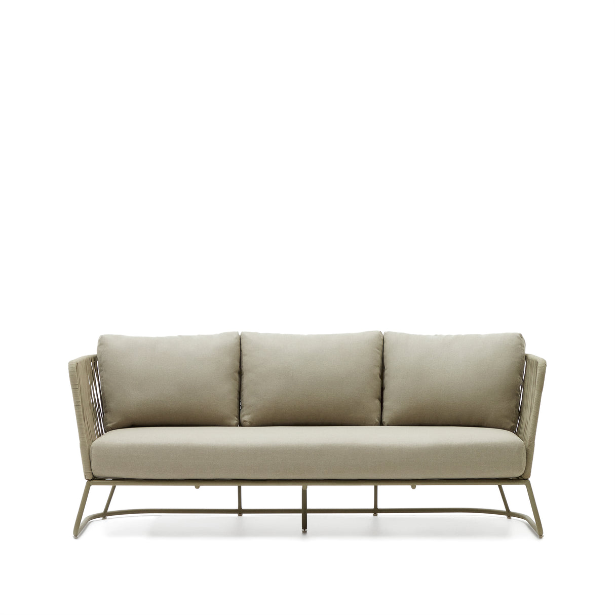 Sacona 3-Sitzer-Sofa für den Außenbereich mit Flechtwerk und verzinktem Stahl, grün, 192 cm - ZEN ZONE Furniture