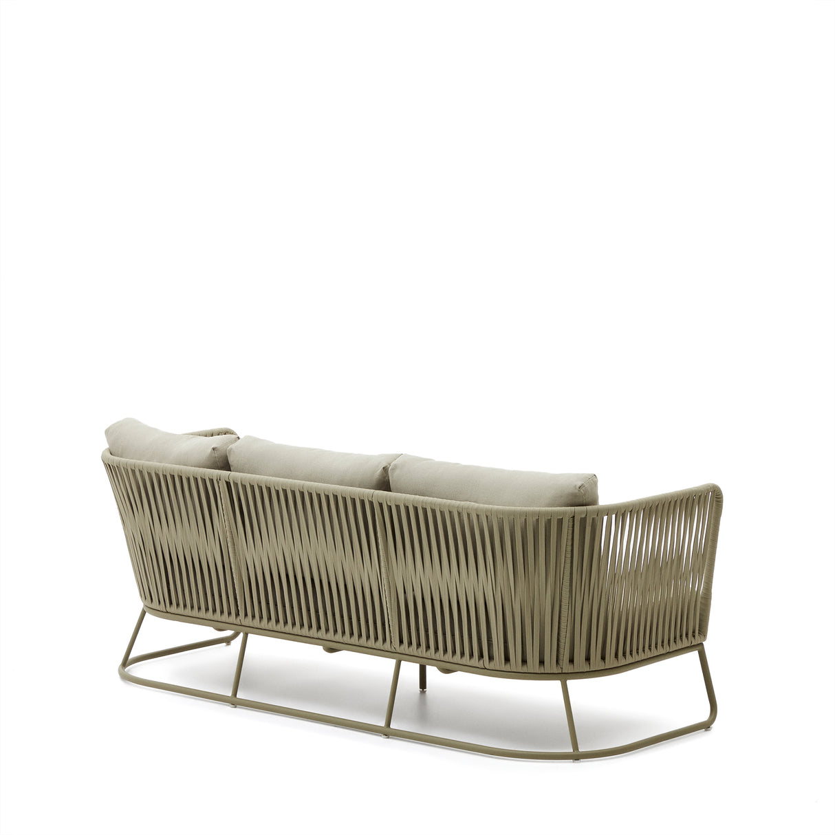 Sacona 3-Sitzer-Sofa für den Außenbereich mit Flechtwerk und verzinktem Stahl, grün, 192 cm - ZEN ZONE Furniture