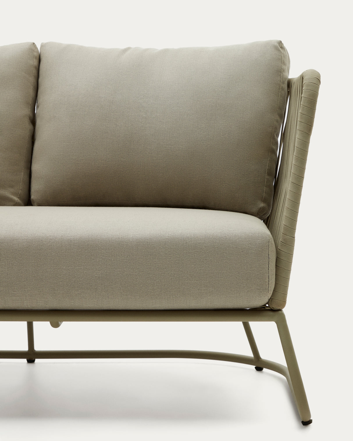 Sacona 3-Sitzer-Sofa für den Außenbereich mit Flechtwerk und verzinktem Stahl, grün, 192 cm - ZEN ZONE Furniture