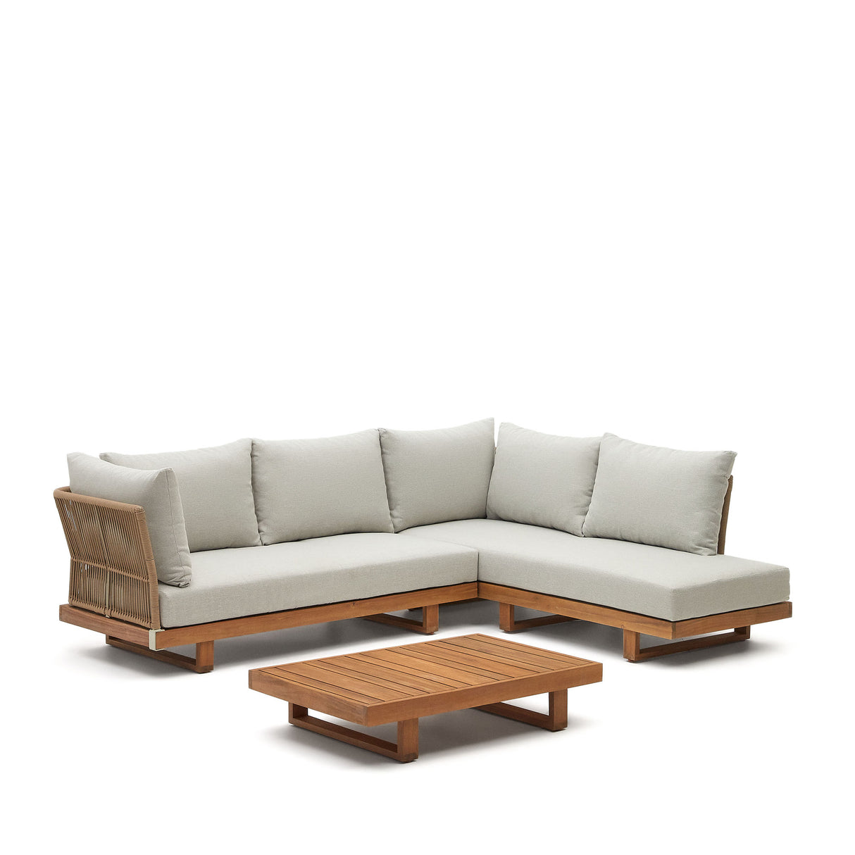 Raco Set aus 5-Sitzer-Ecksofa und Couchtisch massives Akazienholz 100% FSC - ZEN ZONE Furniture