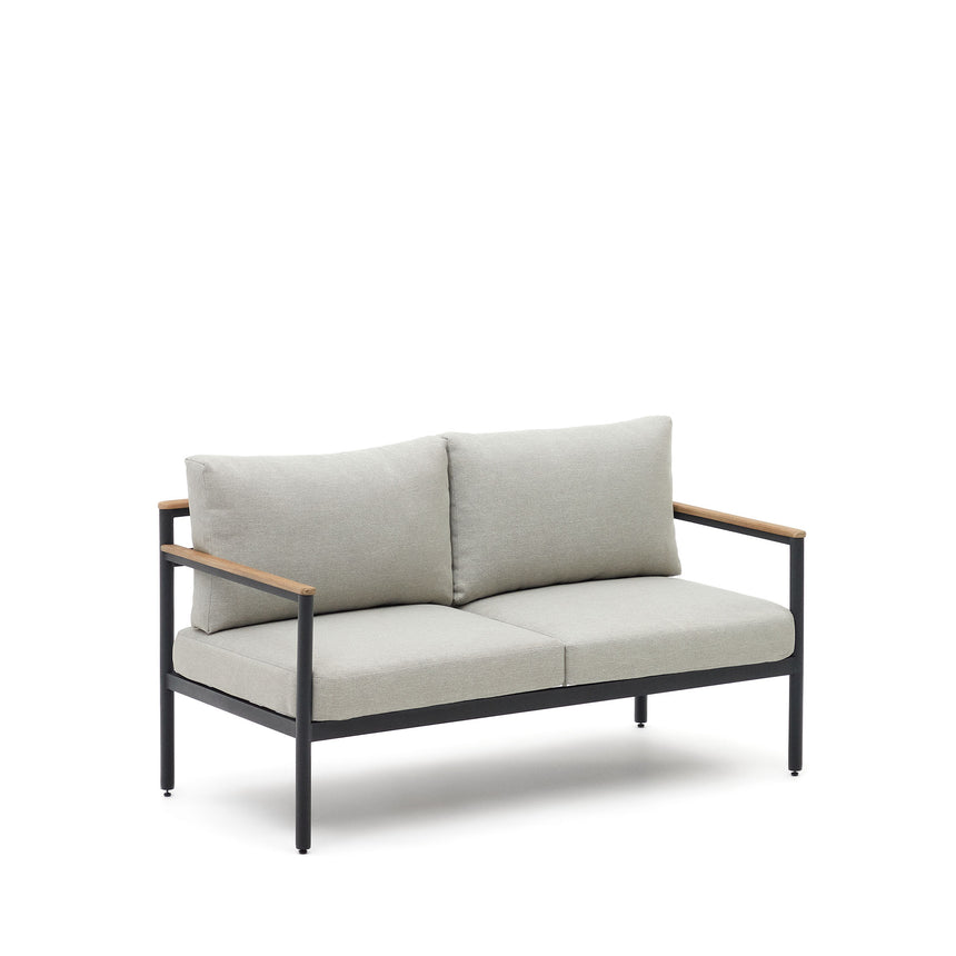 Aiguafreda Set 2-Sitzer-Sofa 2 Sesseln + Couchtisch Alu grau massives Akazienholz 100% FSC - ZEN ZONE Furniture