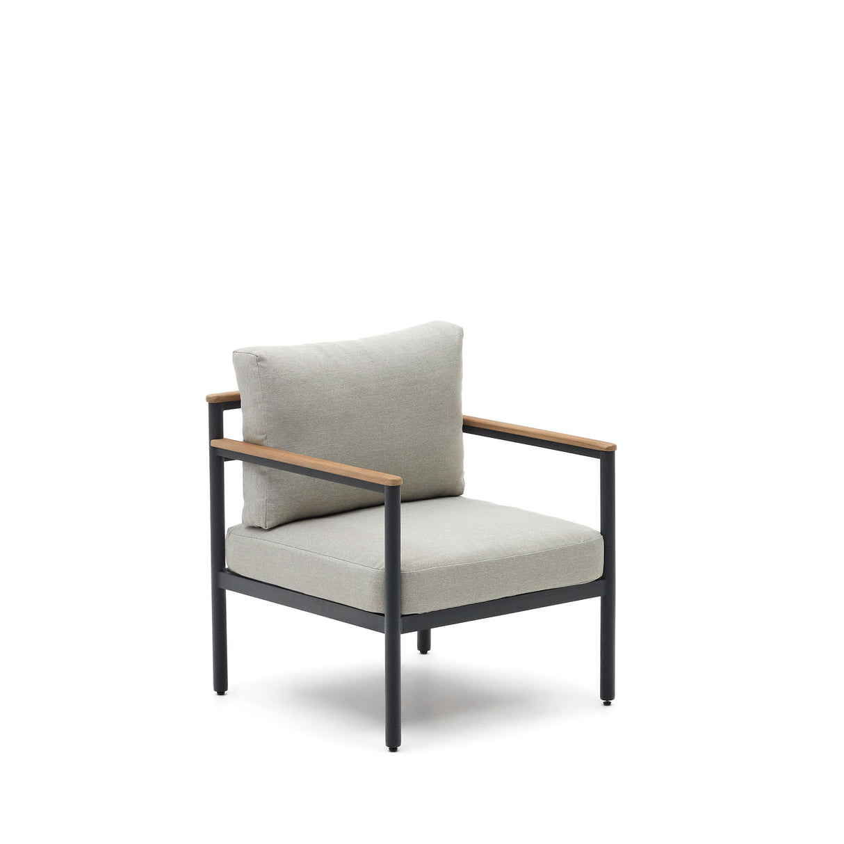 Aiguafreda Set 2-Sitzer-Sofa 2 Sesseln + Couchtisch Alu grau massives Akazienholz 100% FSC - ZEN ZONE Furniture