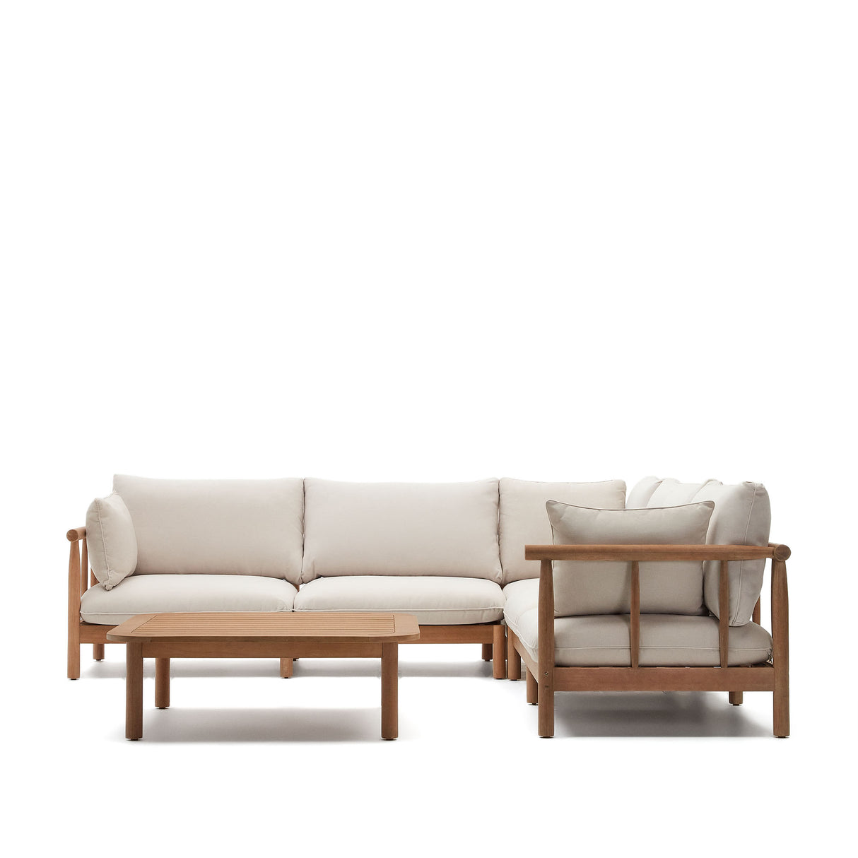 Sacova Set 5-Sitzer-Ecksofa und Couchtisch aus massives Eukalyptusholz 100% FSC - ZEN ZONE Furniture