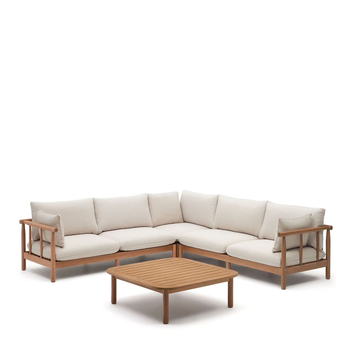 Sacova Set 5-Sitzer-Ecksofa und Couchtisch aus massives Eukalyptusholz 100% FSC - ZEN ZONE Furniture