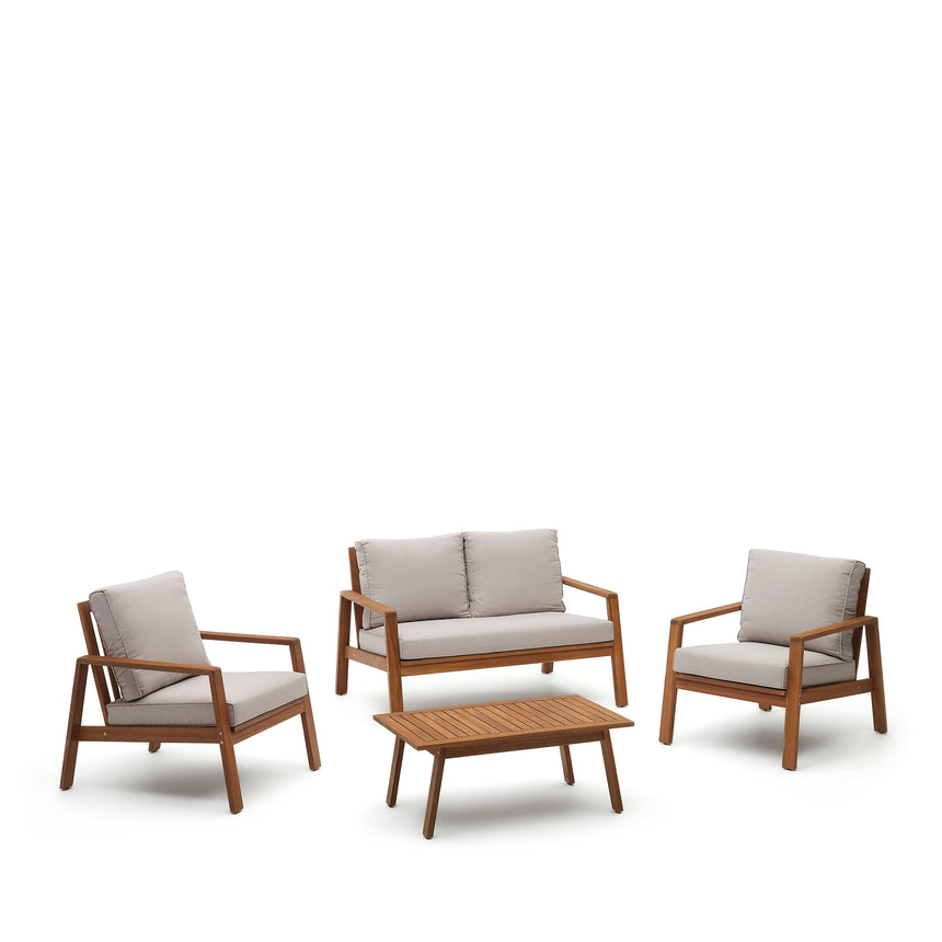 Frares Set aus 2-Sitzer-Sofa, 2 Sesseln und Couchtisch massives Akazienholz 100% FSC - ZEN ZONE Furniture