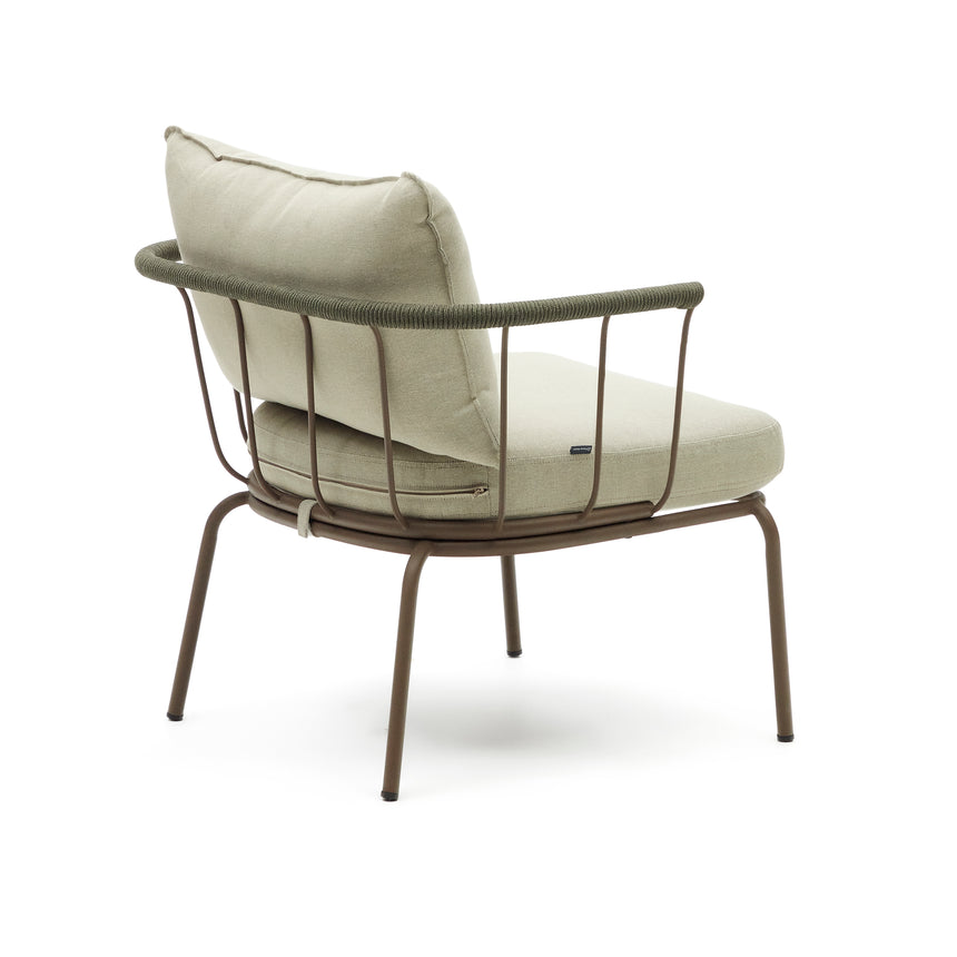 Salguer Sessel aus grünem Seil und Stahl in Braun - ZEN ZONE Furniture
