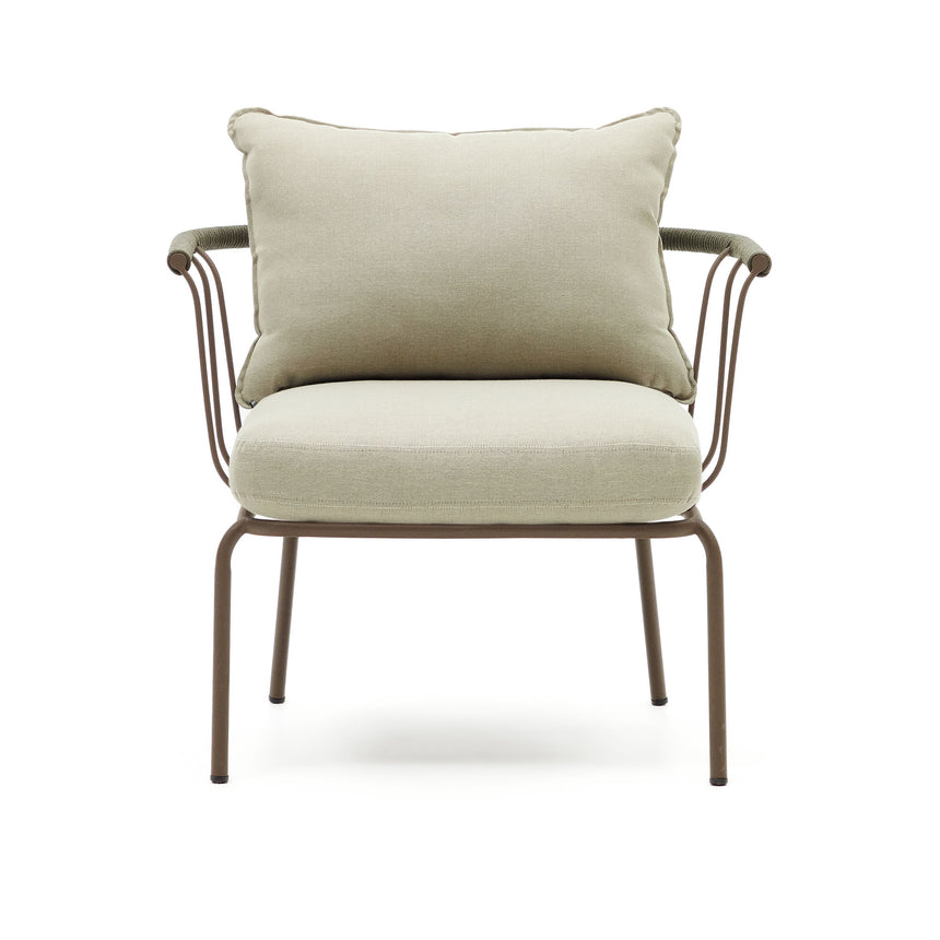 Salguer Sessel aus grünem Seil und Stahl in Braun - ZEN ZONE Furniture