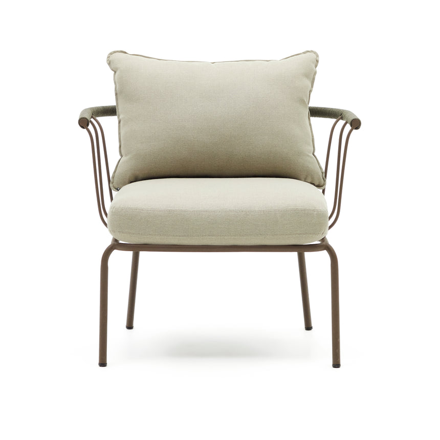 Salguer Sessel aus grünem Seil und Stahl in Braun - ZEN ZONE Furniture