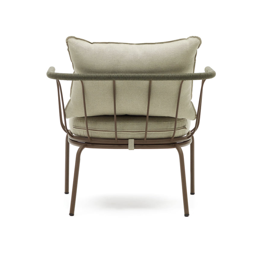 Salguer Sessel aus grünem Seil und Stahl in Braun - ZEN ZONE Furniture