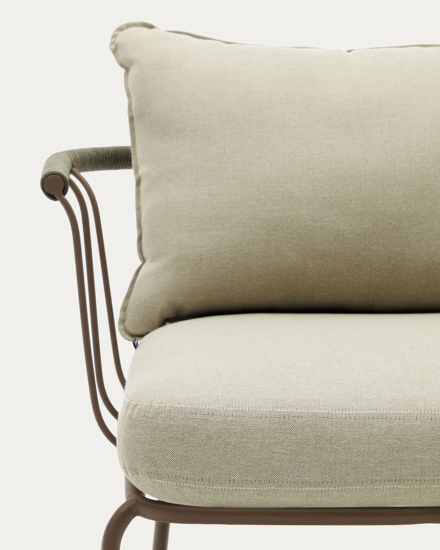 Salguer Sessel aus grünem Seil und Stahl in Braun - ZEN ZONE Furniture