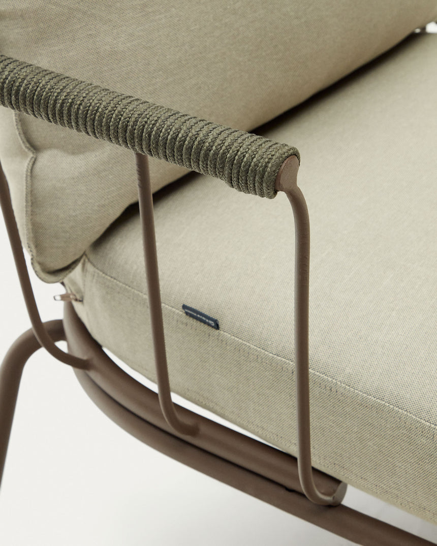Salguer Sessel aus grünem Seil und Stahl in Braun - ZEN ZONE Furniture