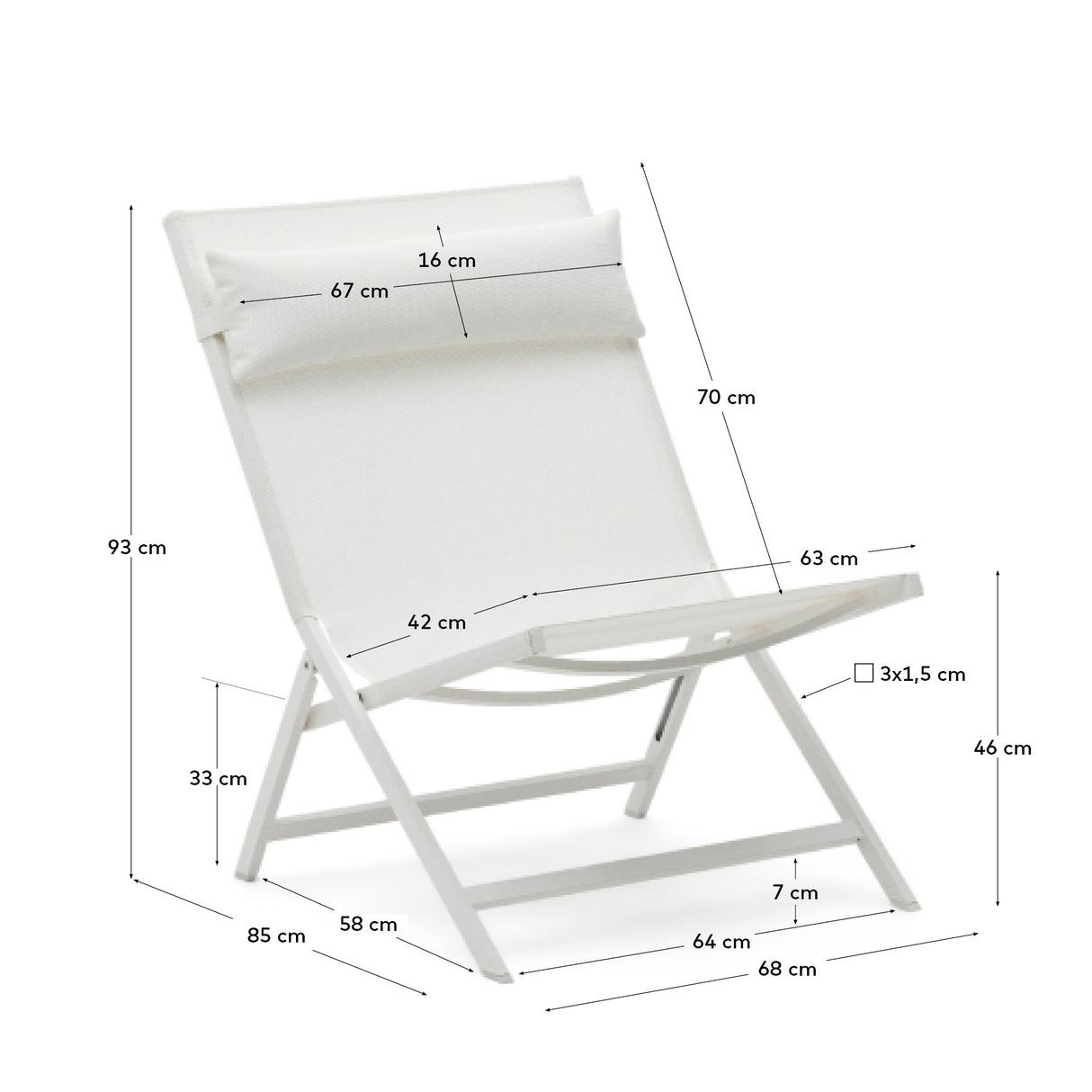 Canutells Klappstuhl aus Aluminium mit weißem Finish - ZEN ZONE Furniture