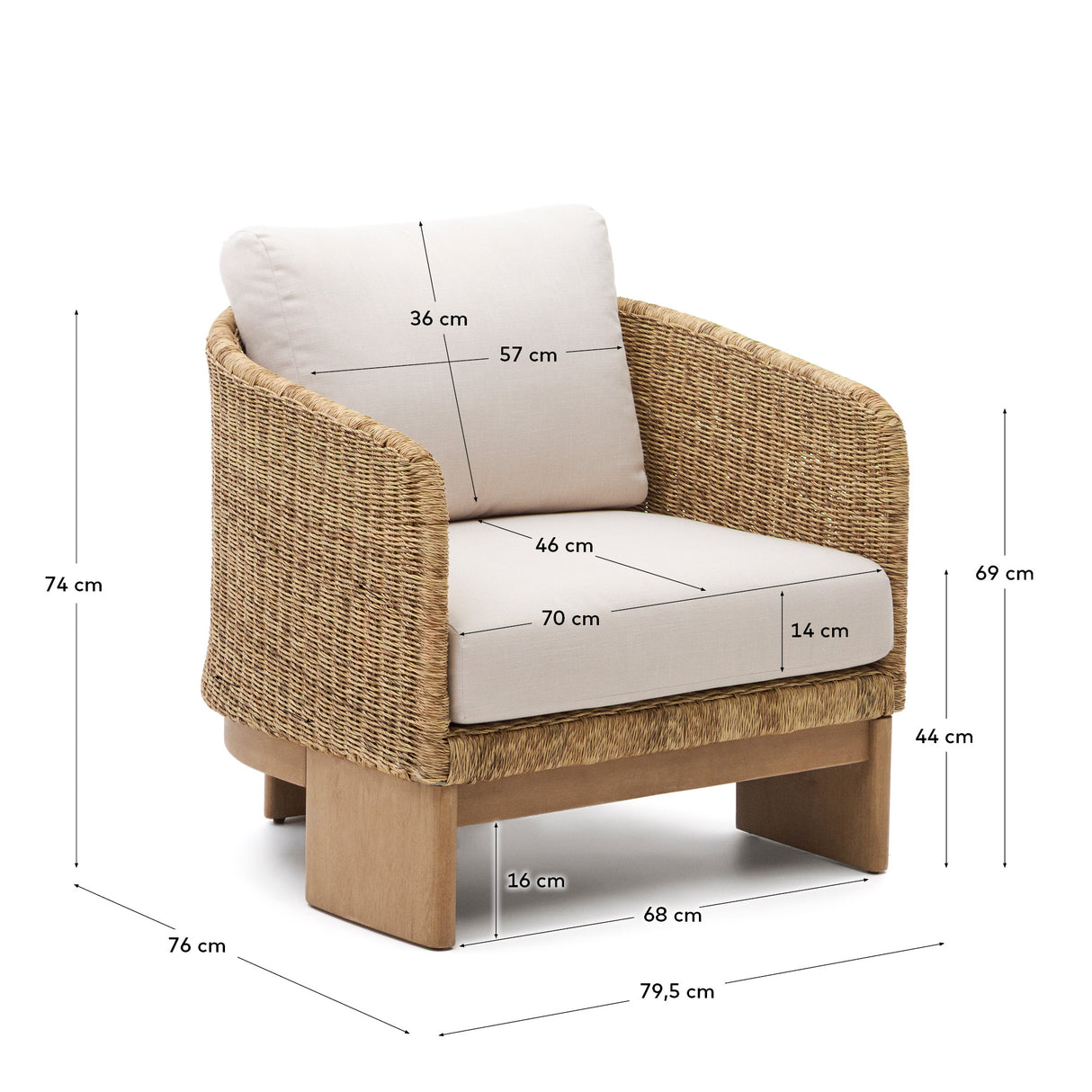 Xoriguer Sessel aus synthetischem Rattan und massivem Eukalyptusholz 100 % FSC - ZEN ZONE Furniture