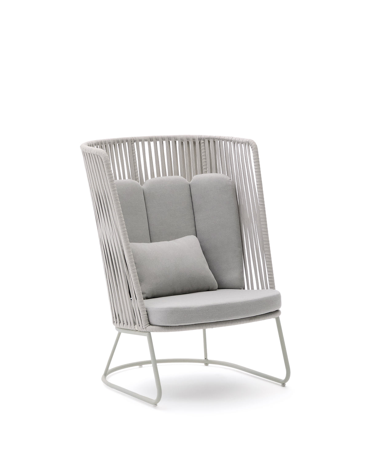 Outdoor-Sessel mit hoher Rückenlehne Saconca aus Seil und grau verzinktem Stahl - ZEN ZONE Furniture