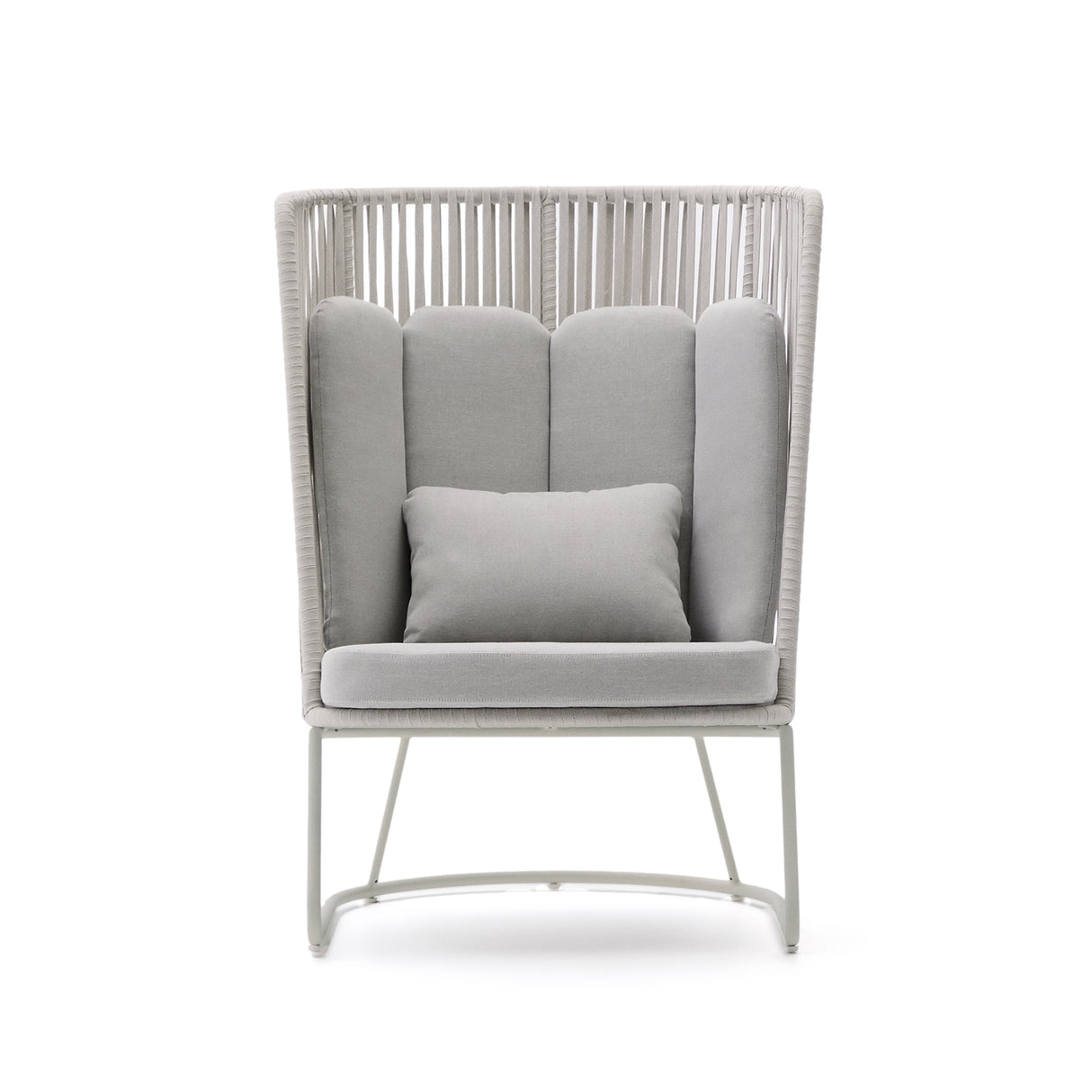 Outdoor-Sessel mit hoher Rückenlehne Saconca aus Seil und grau verzinktem Stahl - ZEN ZONE Furniture