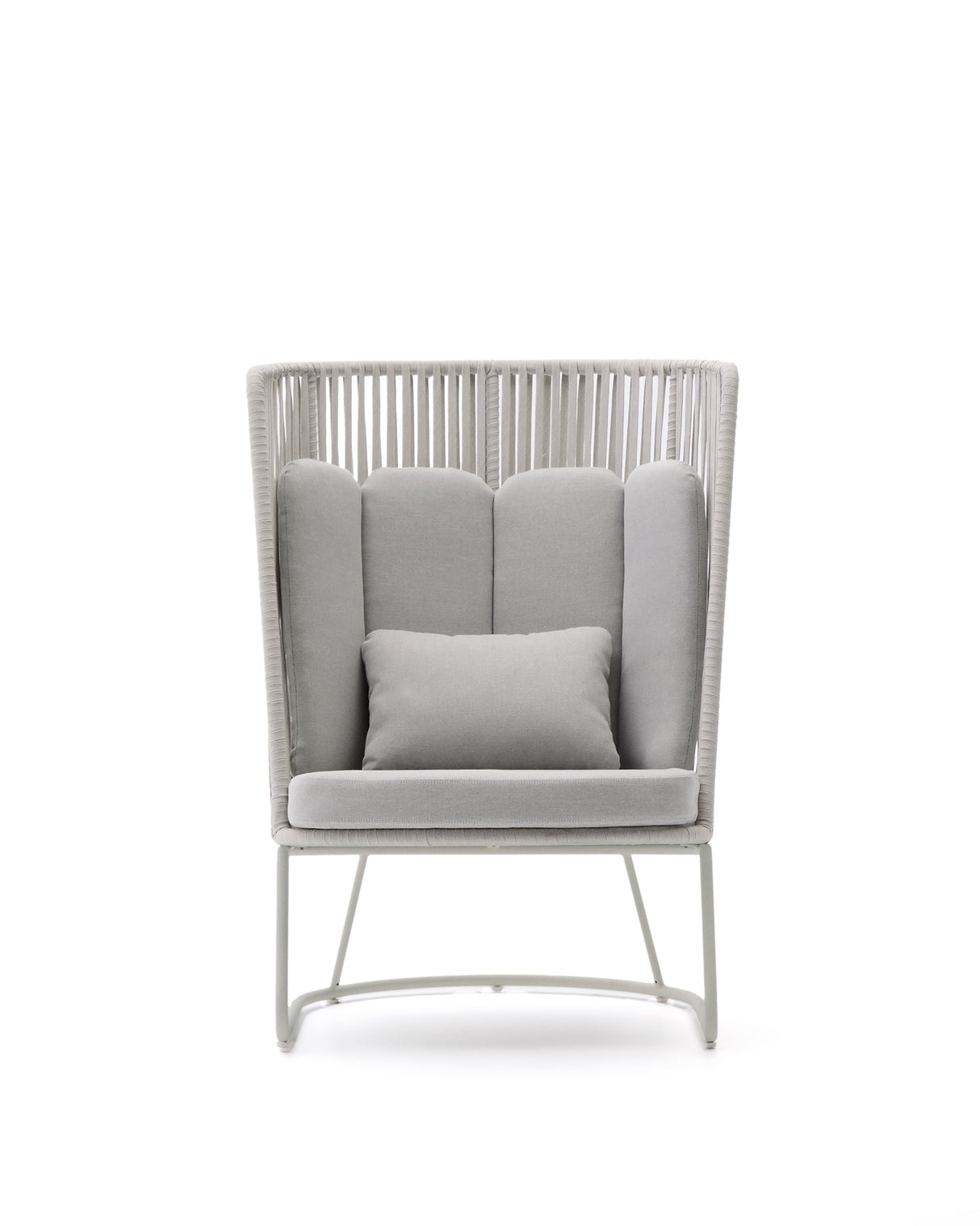 Outdoor-Sessel mit hoher Rückenlehne Saconca aus Seil und grau verzinktem Stahl - ZEN ZONE Furniture